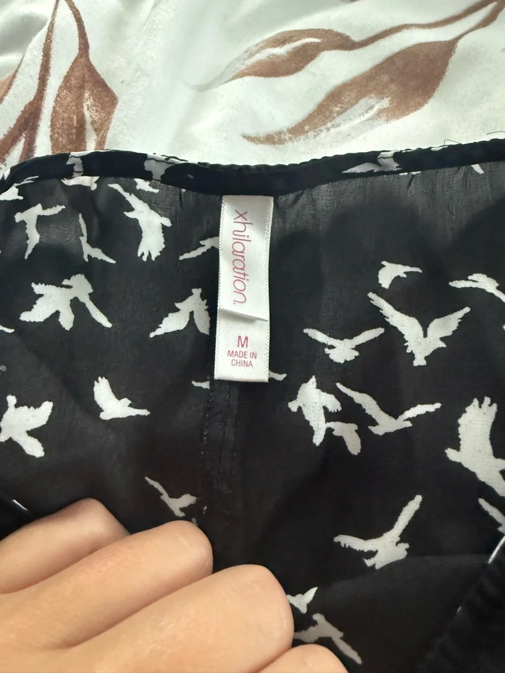 Xhilaration Black and White Bird Print Blouse